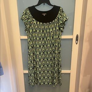 Apt 9 Green and Black Patterned Dress, XL, EUC